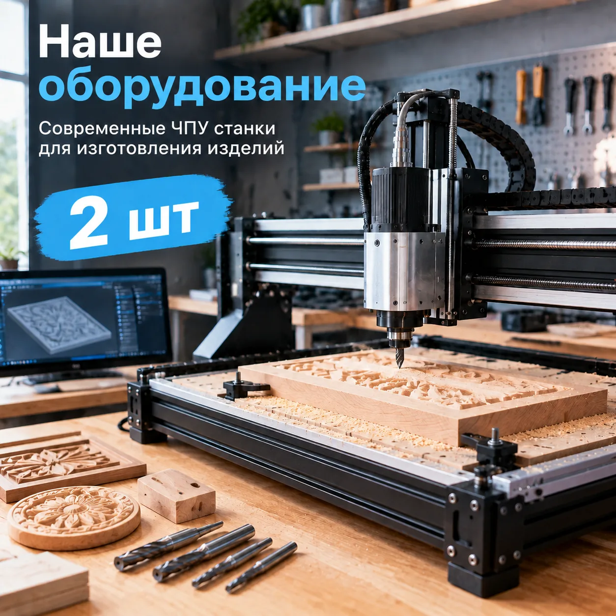 ЧПУ-станки — 2 шт: изготовление изделий из дерева, пластика и композита