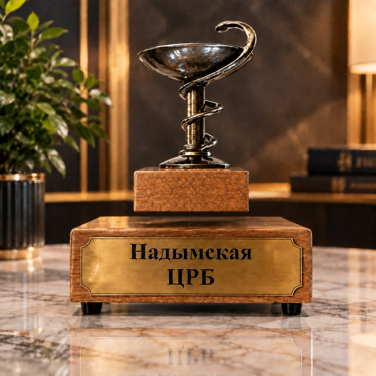 Логотип левитирует над платформой из белого акрила с подсветкой